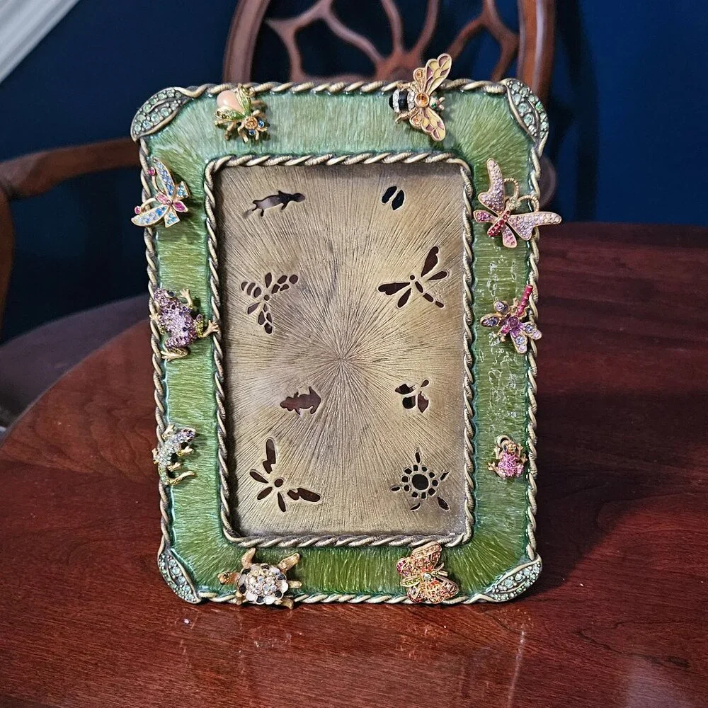 RARE JAY STRONGWATER BUTTERFLY FLORA ENAMEL CRYSTAL FRAME 10 REMOVABLE BROOCH